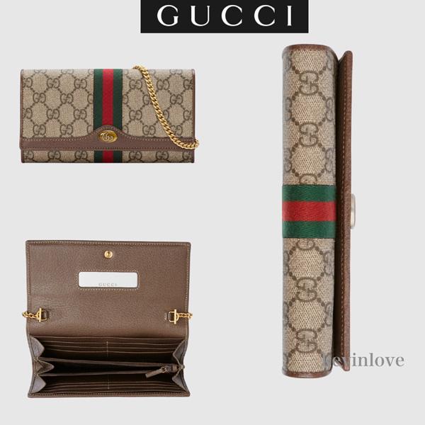 GUCCI グッチ コピー☆オフィディア GG チェーンウォレット ブラウン 9090213